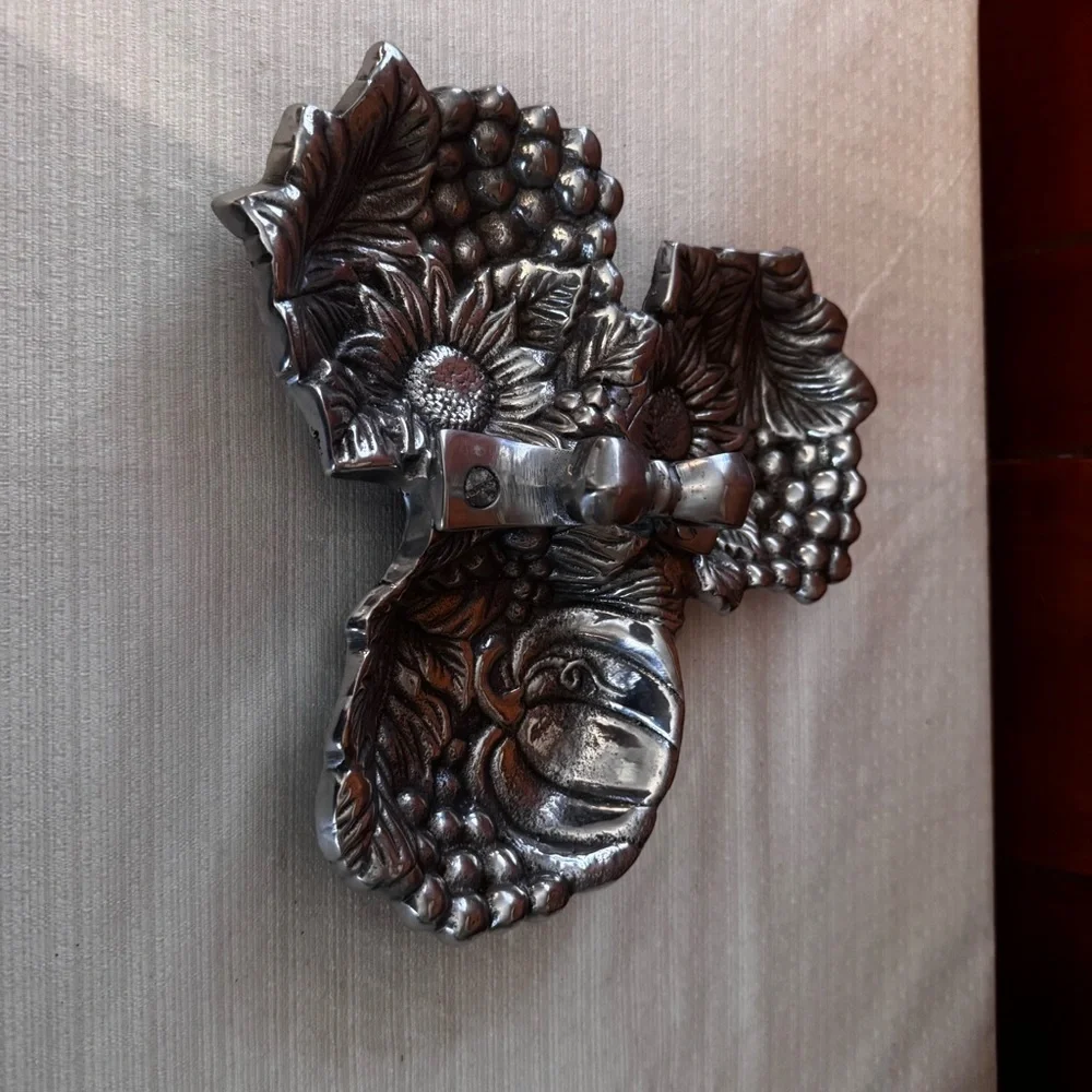 Decorative Silver Sunflower Triple Dish